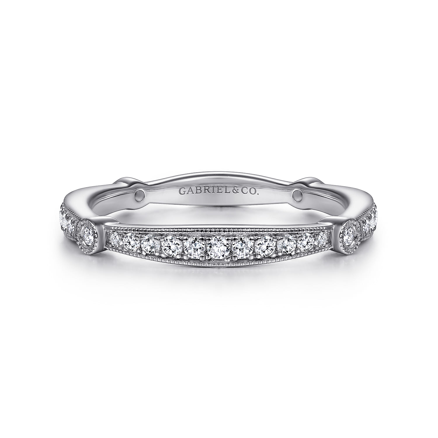 14K White Gold Matching Wedding Band - 0.27 ct - Shot 1