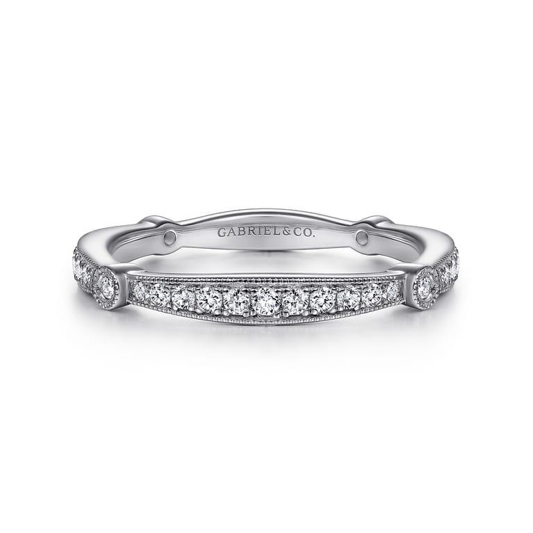 14K White Gold Matching Wedding Band - 0.27 ct - Shot 1