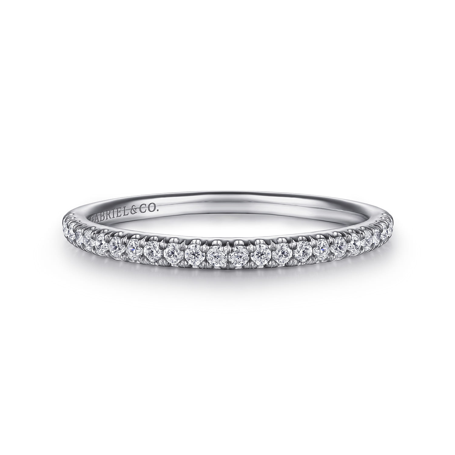14K White Gold Matching Wedding Band - 0.17 ct - Shot 1