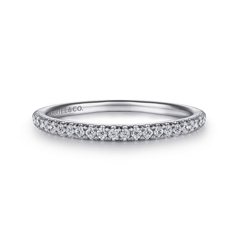 14K White Gold Matching Wedding Band - 0.17 ct - Shot 1
