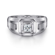 14K White Gold Mens Engagement Ring in High Polish Finish