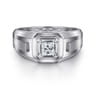 14K White Gold Mens Engagement Ring in High Polish Finish - 0.5 ct