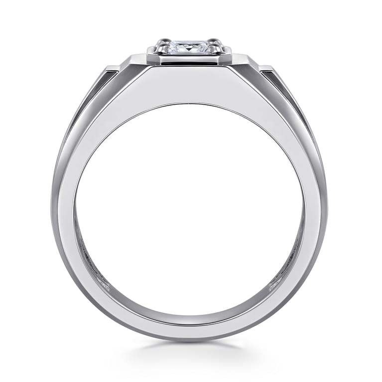 14K White Gold Mens Engagement Ring in High Polish Finish - 0.5 ct - Shot 2