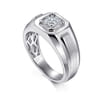 14K White Gold Mens Engagement Ring in High Polish Finish - 0.5 ct