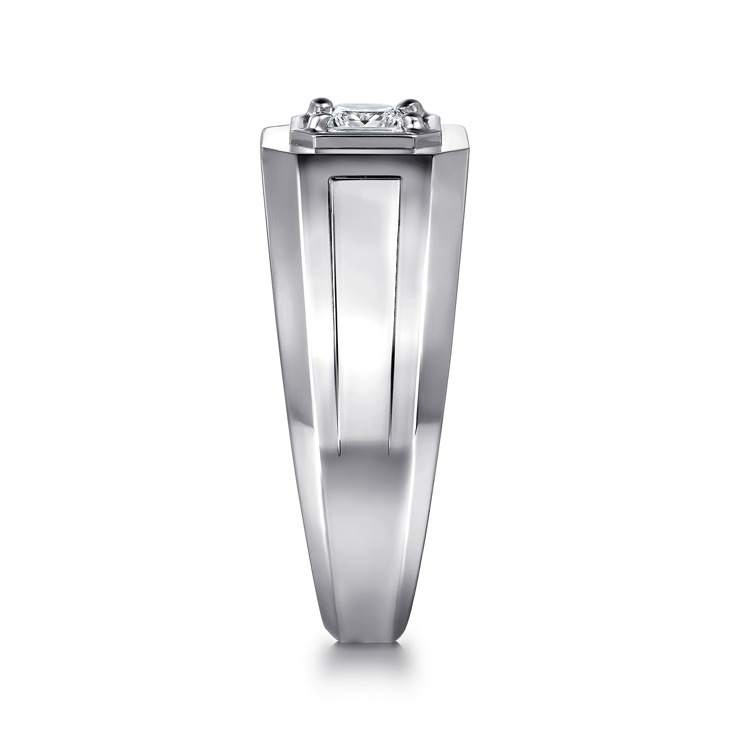 14K White Gold Mens Engagement Ring in High Polish Finish
