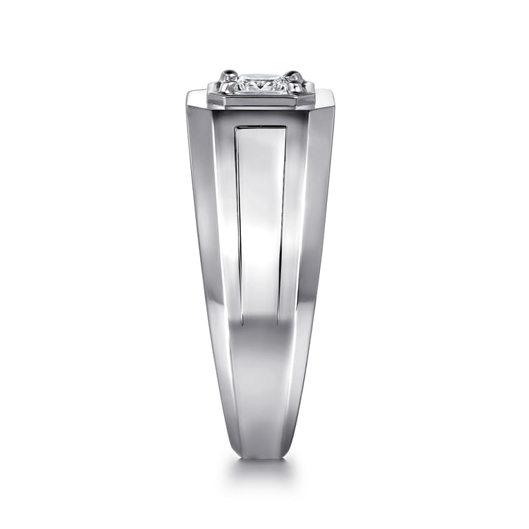14K White Gold Mens Engagement Ring in High Polish Finish - 0.5 ct - Shot 4