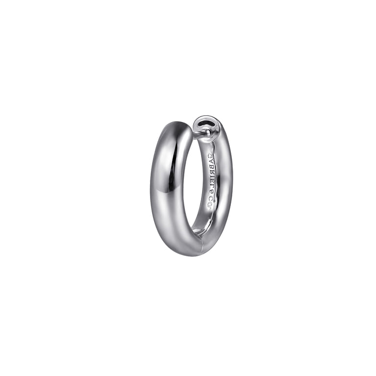 14K White Gold Mens Round Tube Single Huggie Earring - Shot 1