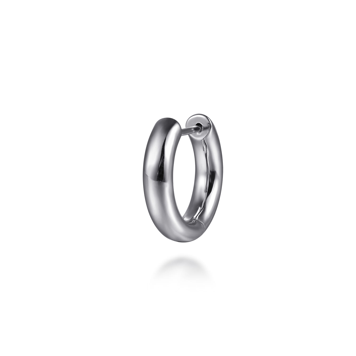 14K White Gold Mens Round Tube Single Huggie Earring - Shot 3