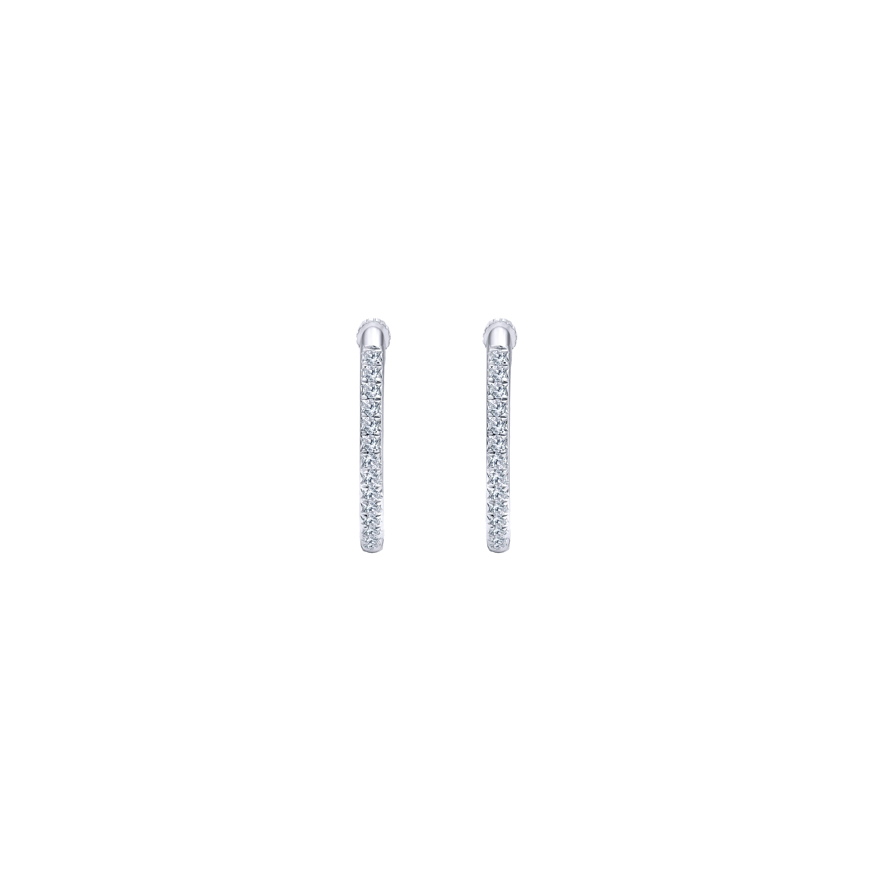 14K White Gold Micro Pave 15mm Round Inside Out Diamond Hoop Earrings - 0.5 ct - Shot 3