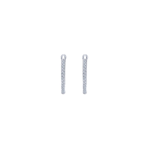 14K White Gold Micro Pave 15mm Round Inside Out Diamond Hoop Earrings - 0.5 ct - Shot 3