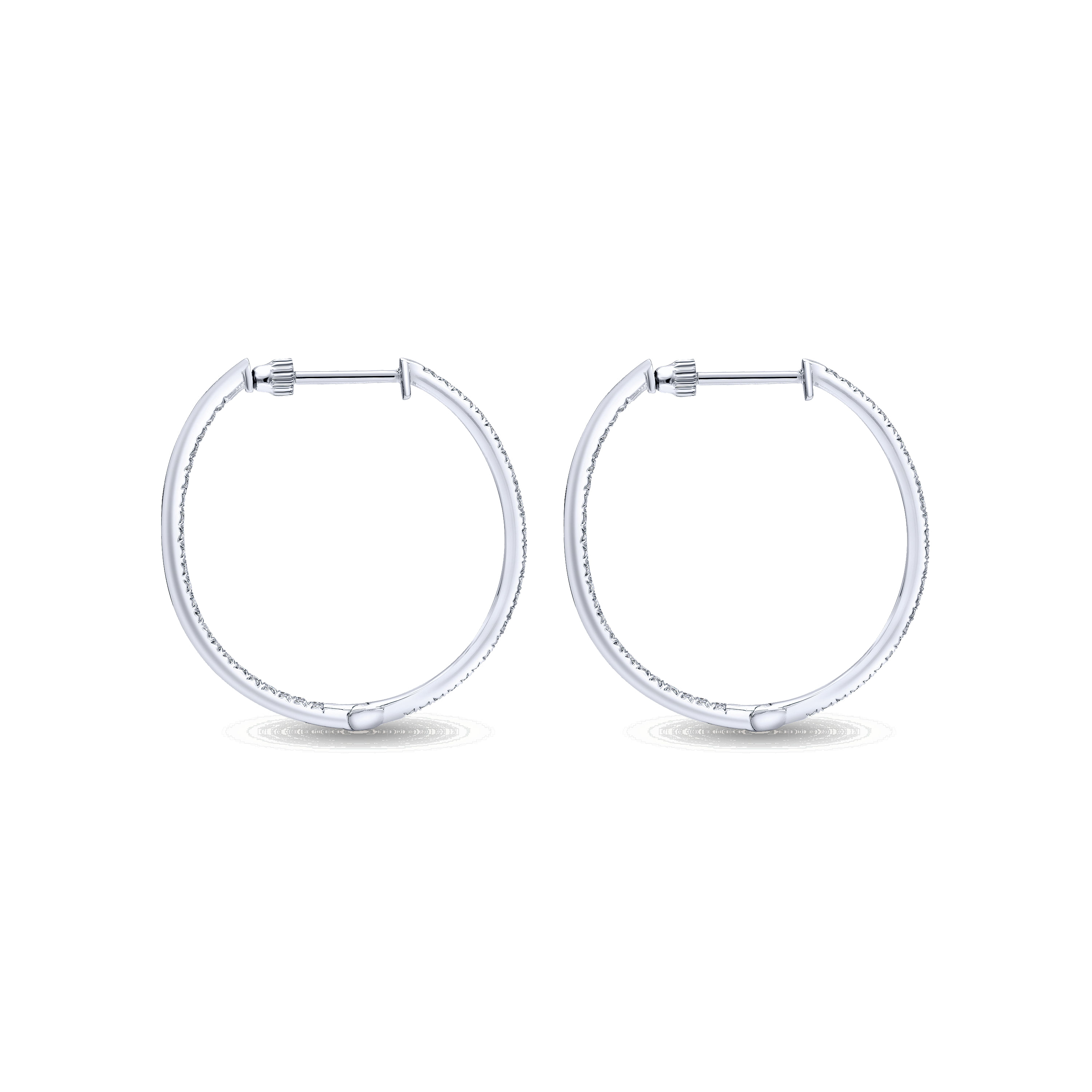 14K White Gold Micro Pave 30mm Round Inside Out Diamond Hoop Earrings - 0.75 ct - Shot 2