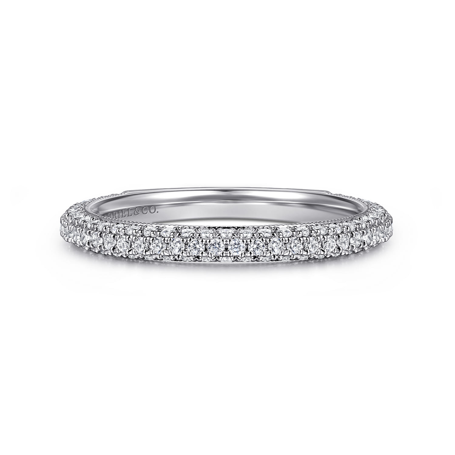 Straight Wedding Ring in 14k White Gold with  Natural Diamond at Gabriel & Co. - Shot 1