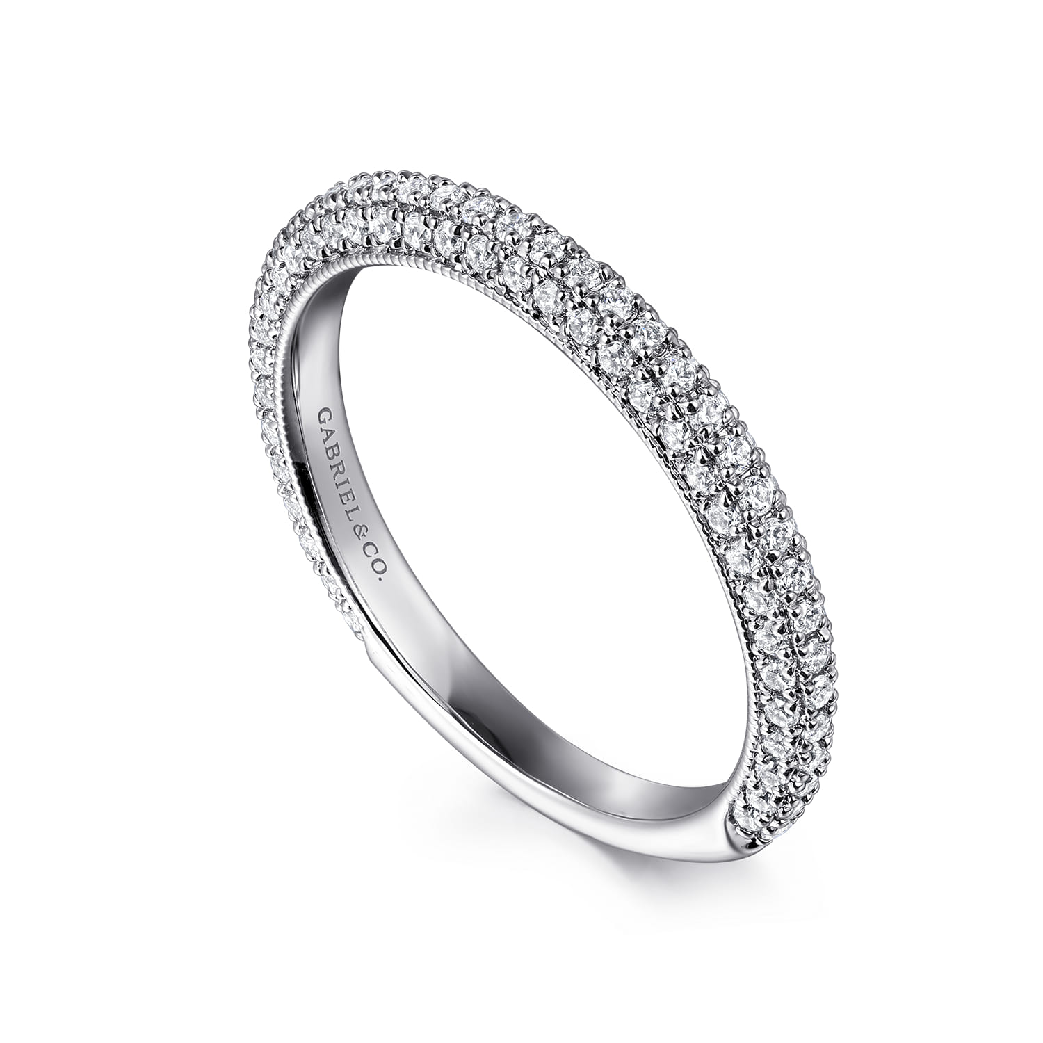 Straight Wedding Ring in 14k White Gold with  Natural Diamond at Gabriel & Co. - Shot 3