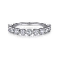 14K White Gold Milgrain Bezel Diamond Stackable Ring