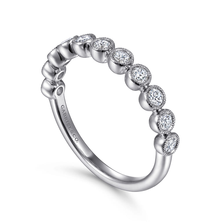 14K White Gold Milgrain Bezel Diamond Stackable Ring - 0.4 ct - Shot 3