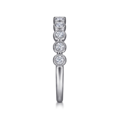14K White Gold Milgrain Bezel Diamond Stackable Ring