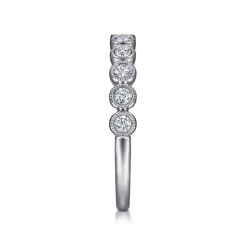 14K White Gold Milgrain Bezel Diamond Stackable Ring - 0.4 ct - Shot 4