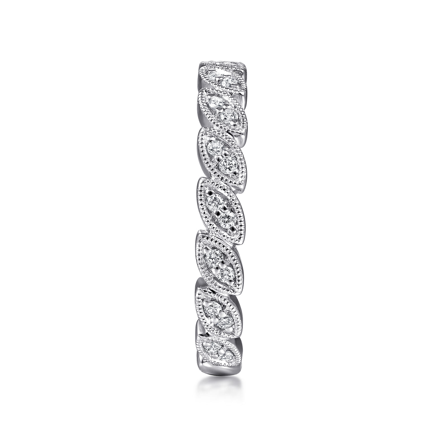 14K White Gold Millgrained Marquise Stackable Diamond Ring - 0.18 ct - Shot 4