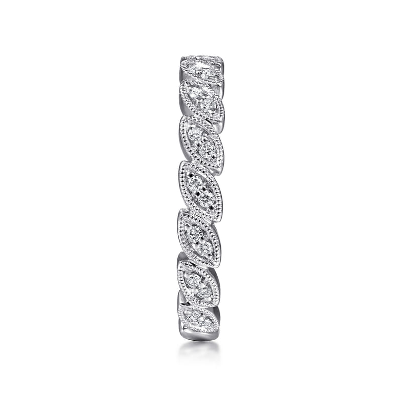 14K White Gold Millgrained Marquise Stackable Diamond Ring - 0.18 ct - Shot 4
