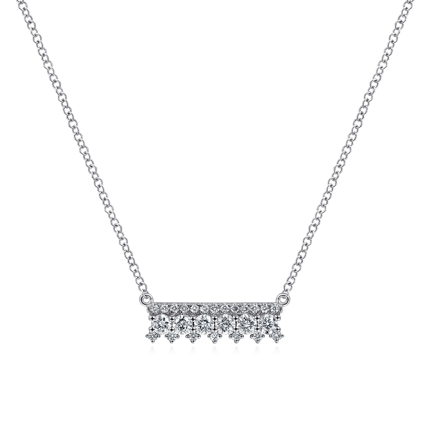 14K White Gold Mini Diamond Bar Necklace - 0.4 ct - Shot 1