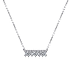 14K White Gold Mini Diamond Bar Necklace