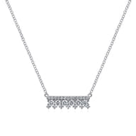 14K White Gold Mini Diamond Bar Necklace