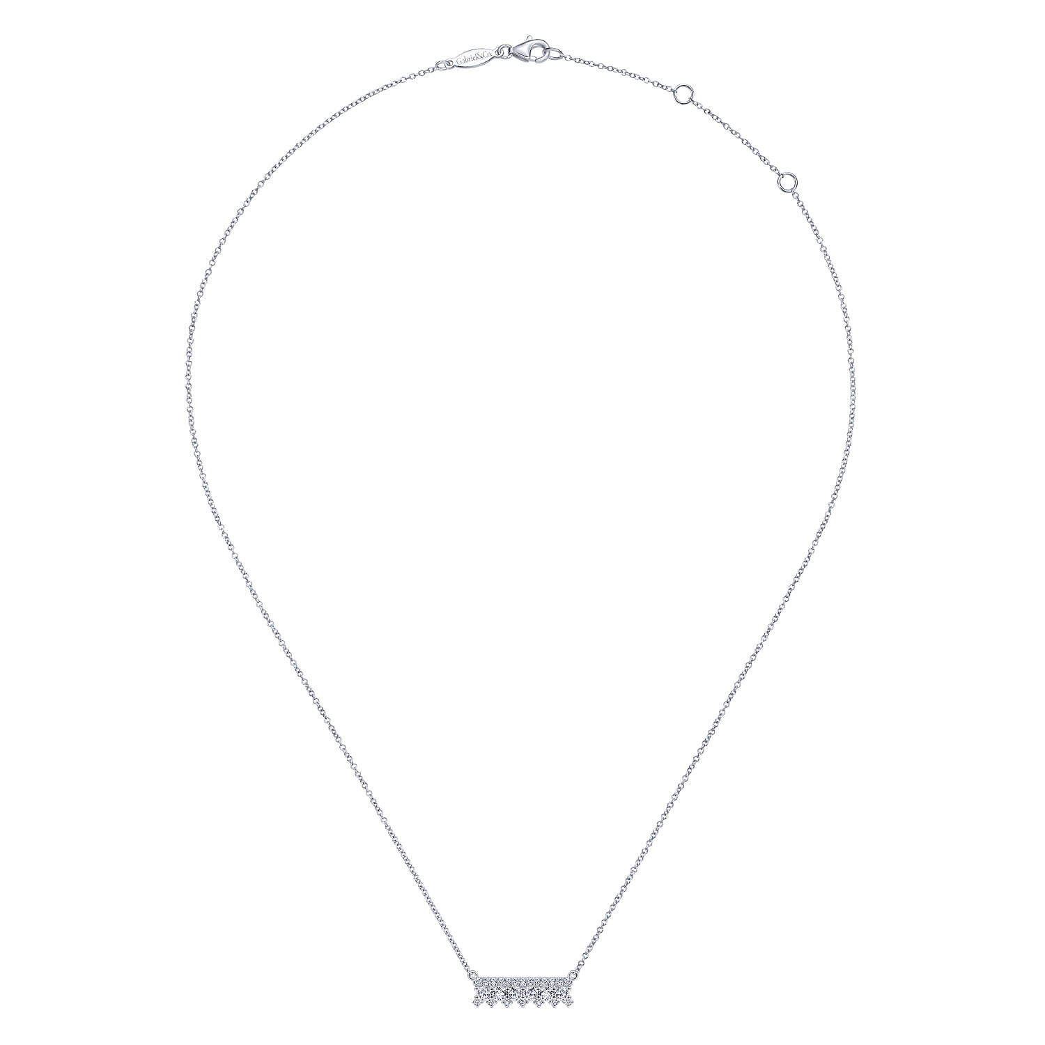 14K White Gold Mini Diamond Bar Necklace - 0.4 ct - Shot 2