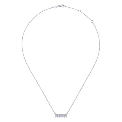 14K White Gold Mini Diamond Bar Necklace