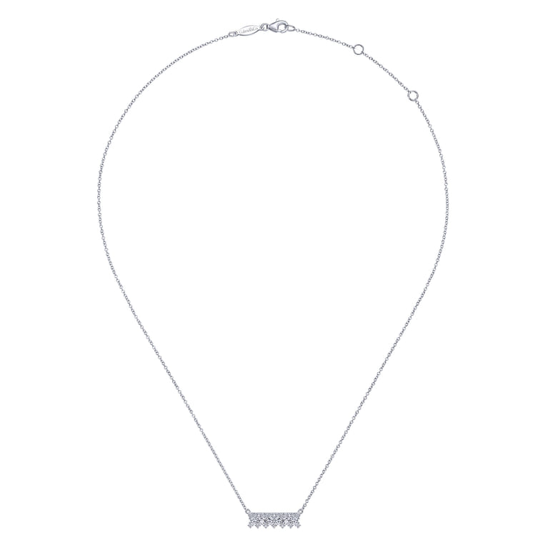 14K White Gold Mini Diamond Bar Necklace - 0.4 ct - Shot 2