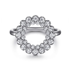 14K White Gold Multi Diamond Circle Fashion Ring