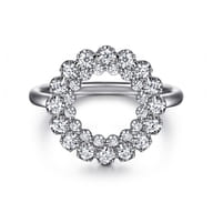 14K White Gold Multi Diamond Circle Fashion Ring
