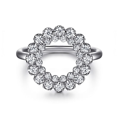 14K White Gold Multi Diamond Circle Fashion Ring