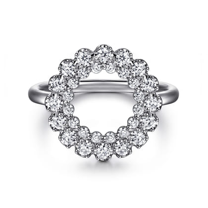 14K White Gold Multi Diamond Circle Fashion Ring