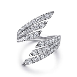 14K White Gold Multi Row Diamond Bypass Ladies Ring