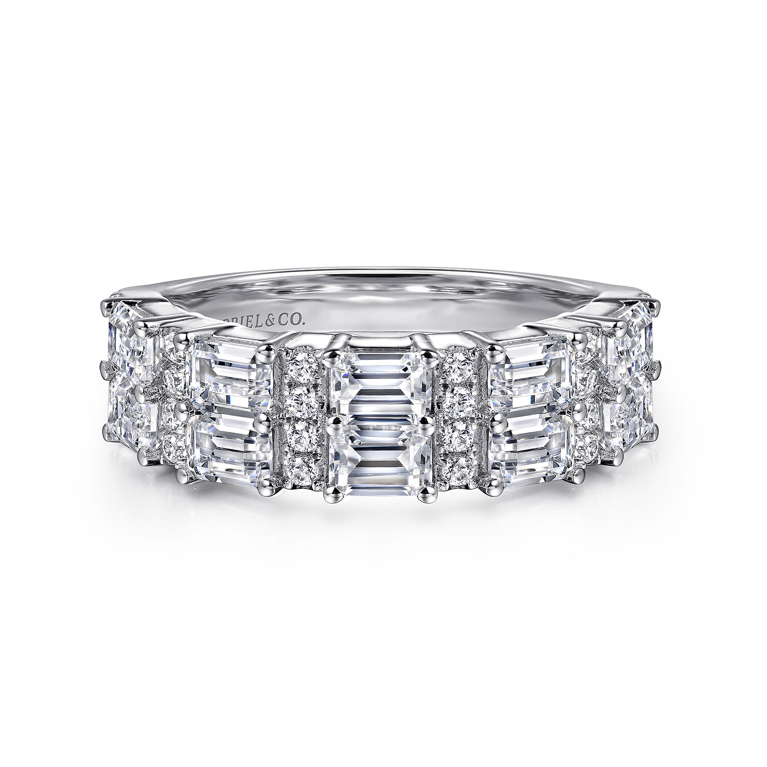 14K White Gold Multi Row Diamond Classic Ring - 1.75 ct - Shot 1