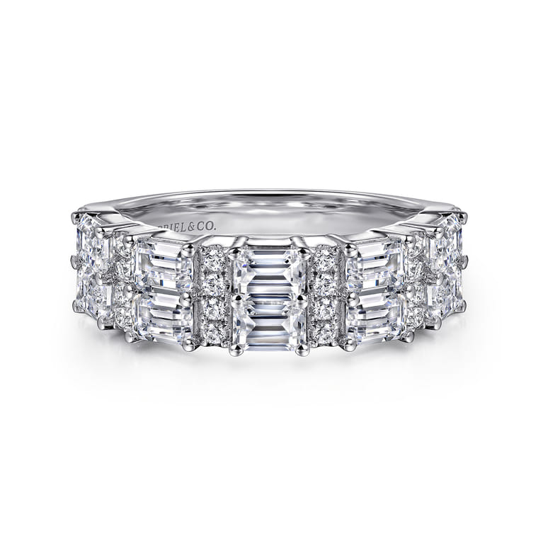 14K White Gold Multi Row Diamond Classic Ring - 1.75 ct - Shot 1