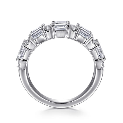 14K White Gold Multi Row Diamond Classic Ring