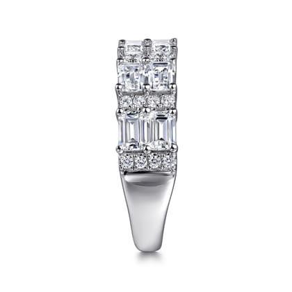 14K White Gold Multi Row Diamond Classic Ring