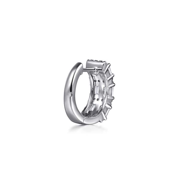 14K White Gold Multi Row Diamond Huggie Earrings - 2.15 ct - Shot 2