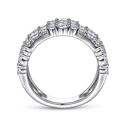 14K White Gold Multi Row Diamond Ring