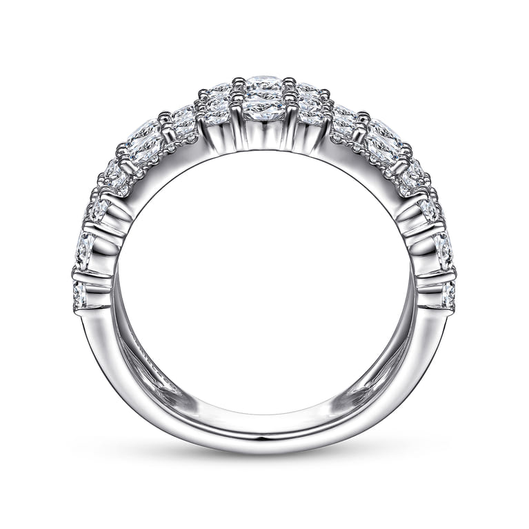 14K White Gold Multi Row Diamond Ring - 2.4 ct - Shot 2