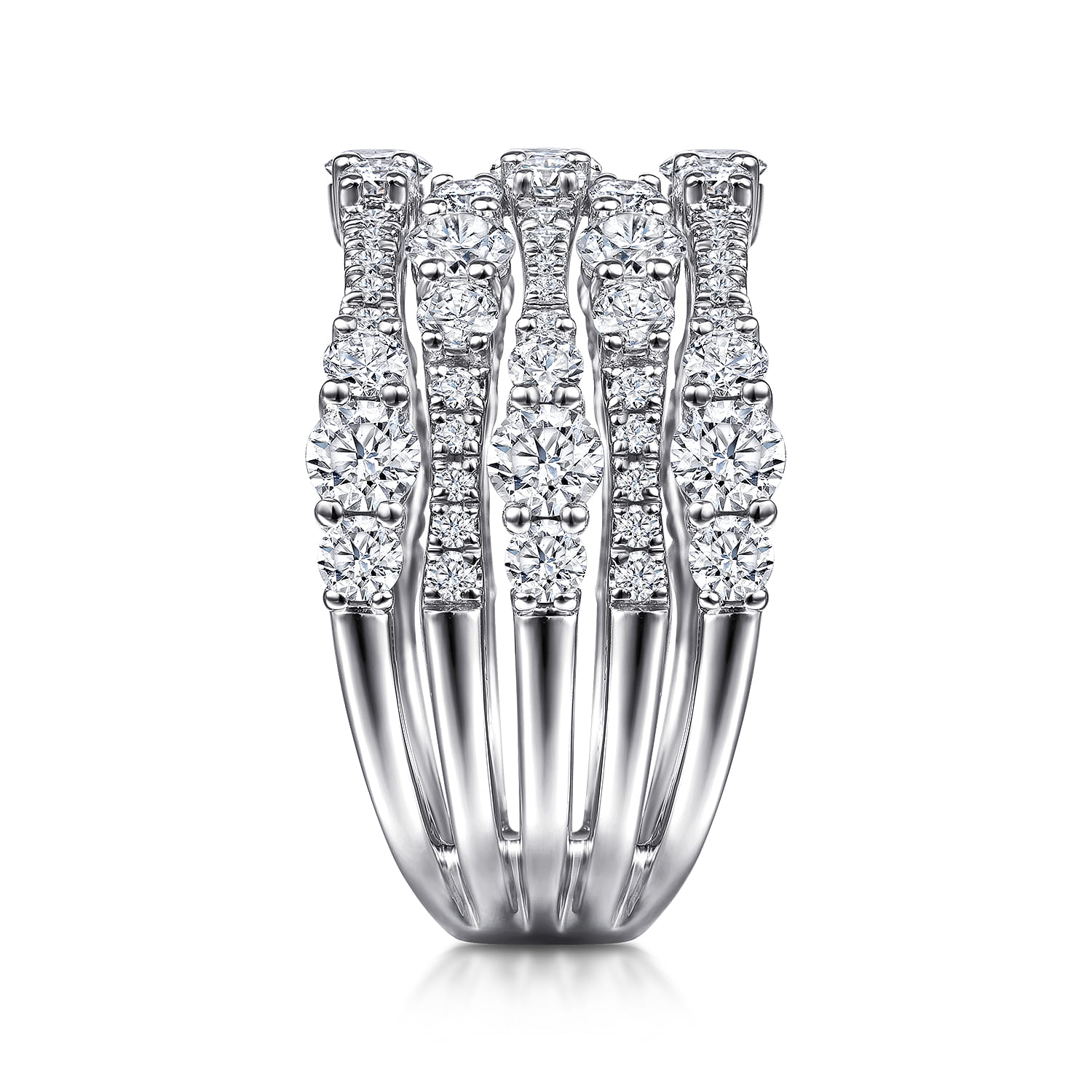 14K White Gold Multi Row Diamond Ring - 2.4 ct - Shot 4
