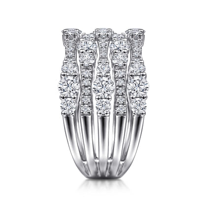 14K White Gold Multi Row Diamond Ring