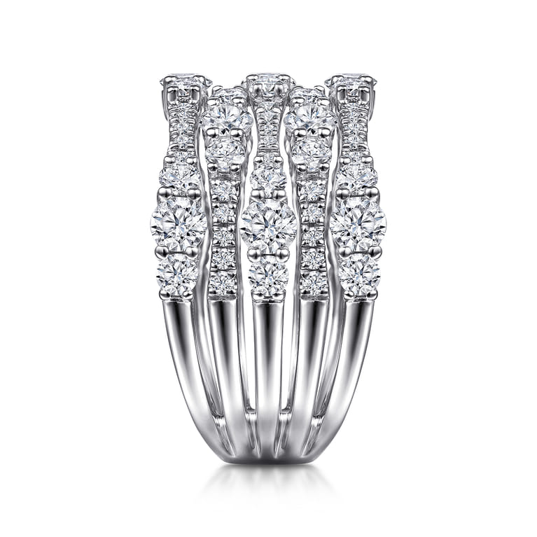 14K White Gold Multi Row Diamond Ring - 2.4 ct - Shot 4