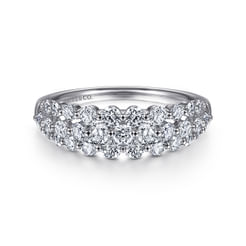 14K White Gold Multi Row Diamond Ring