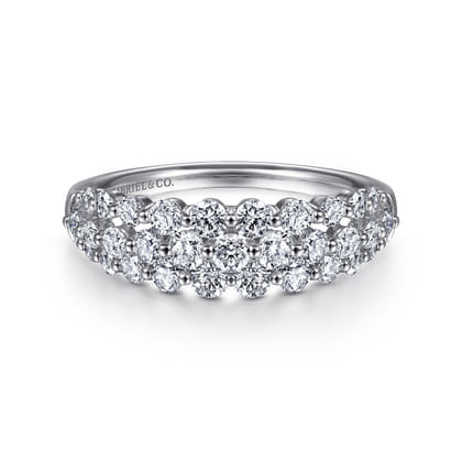14K White Gold Multi Row Diamond Ring