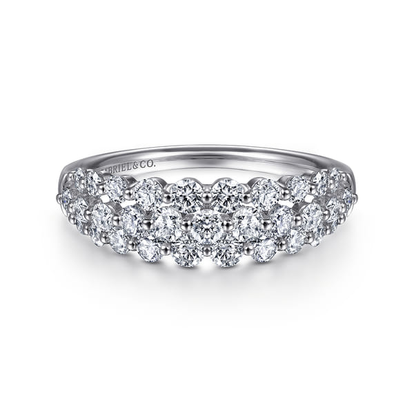 14K White Gold Multi Row Diamond Ring @ $2800. Shop Ladies Rings ...