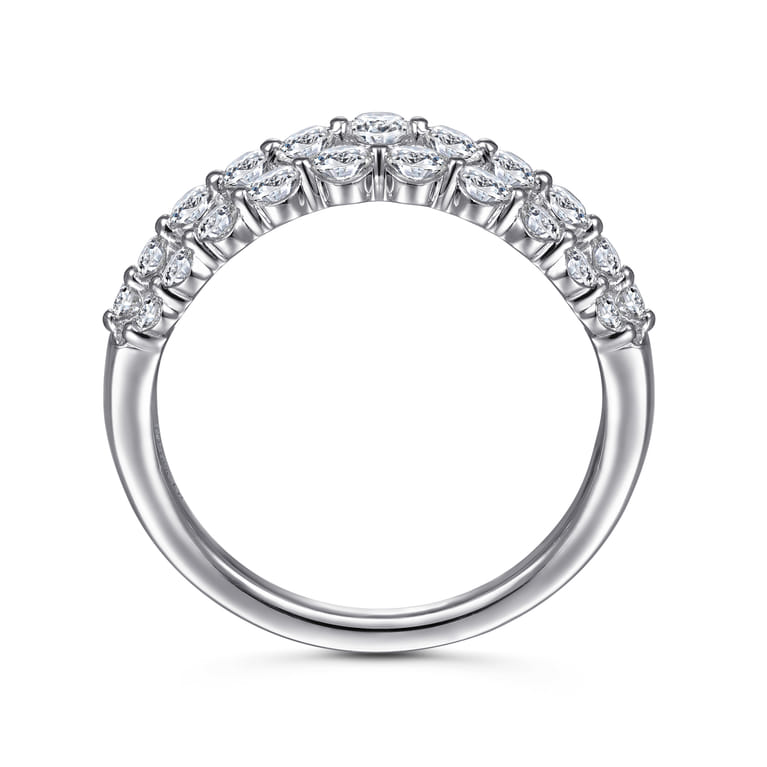 14K White Gold Multi Row Diamond Ring - 1 ct - Shot 2