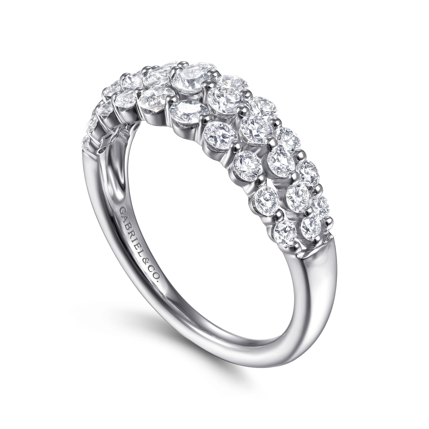 14K White Gold Multi Row Diamond Ring - 1 ct - Shot 3