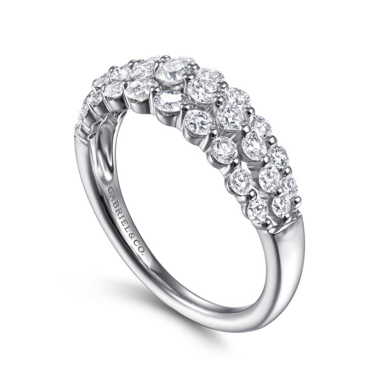 14K White Gold Multi Row Diamond Ring - 1 ct - Shot 3